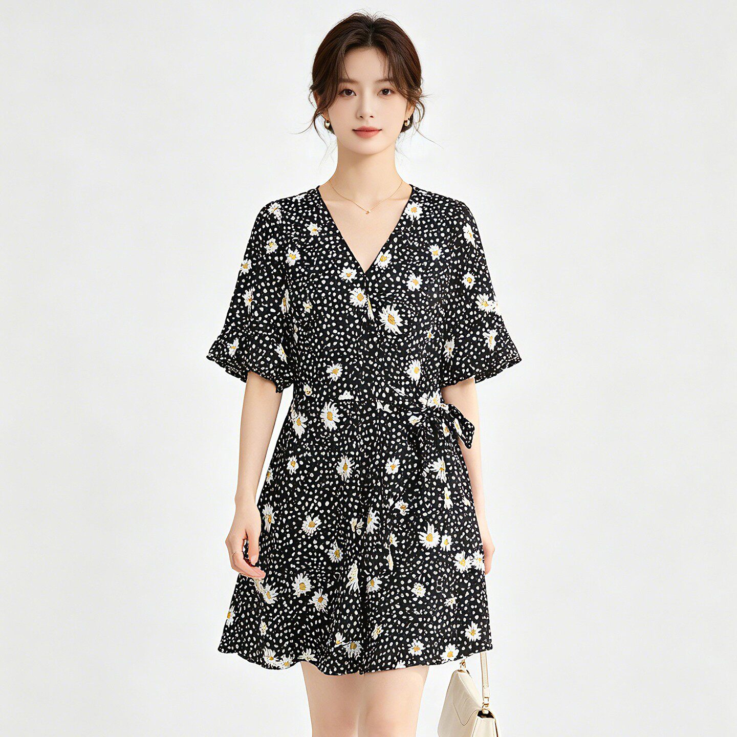 淑女A字裙粘胶纤维(粘纤)印花