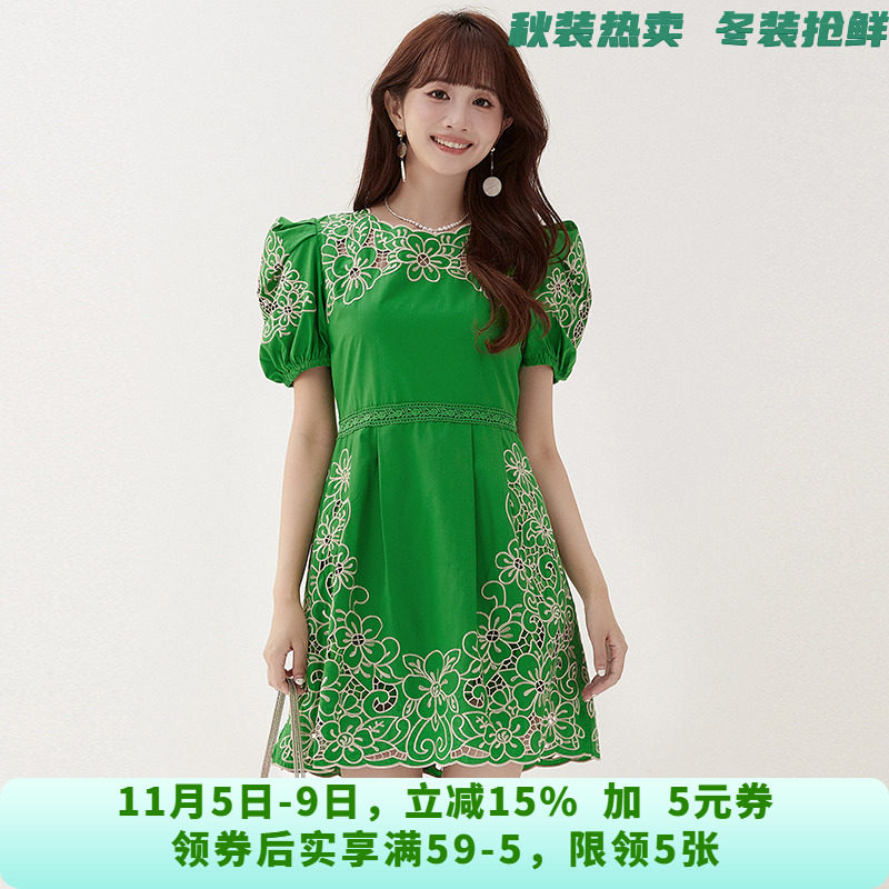 深圳南油NY0A0790拼接提花棉质短裙连衣裙女6.12夏