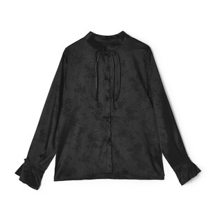 AL0D0036新中式 女3.16春 暗纹提花上衣单排扣衬衫