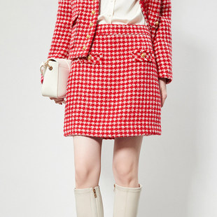 「秋」高端QR0B0005含绵羊毛中裙小香风半身裙女2.24春