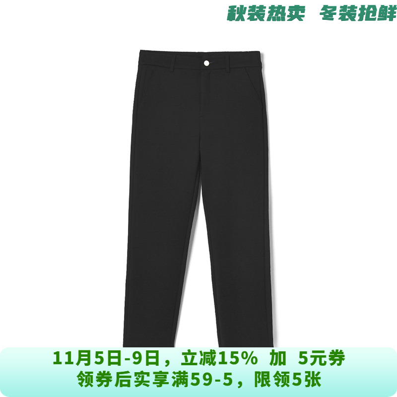 LD0P0115松紧腰九分裤加绒修身裤子休闲裤女11.10冬