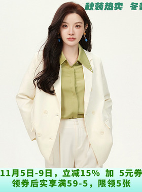 MM0K0010职业高级感上衣双排扣西装外套女7.16秋