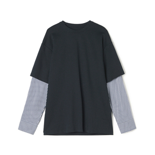 深圳南油CV0C0019拼接长袖 T恤女12.18春 上衣中长款