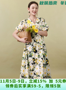 「彩系列」高端SC0A0022温柔印花棉质中长裙连衣裙女5.22夏