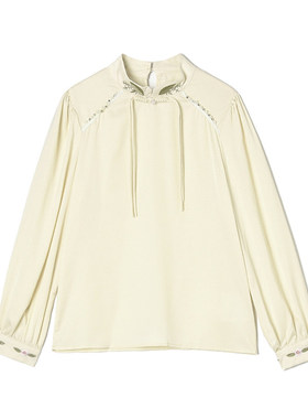 AL0D0021雅致绣花立领上衣一粒扣国风衬衫女3.14春