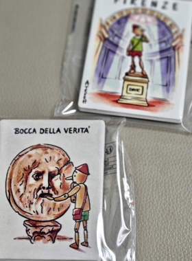 意大利佛罗伦萨原单出口纪念冰箱贴旅游装饰品工艺品陶瓷浮雕正品