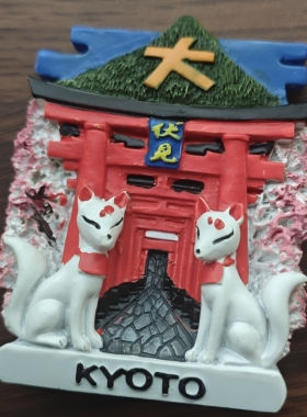 新款日本京都伏见冰箱贴磁贴立体树脂纪念磁吸旅游纪念品伴手礼