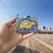 乌兹别克斯坦撒马尔罕老虎人脸太阳狮子标陶瓷立体微浮雕冰箱贴