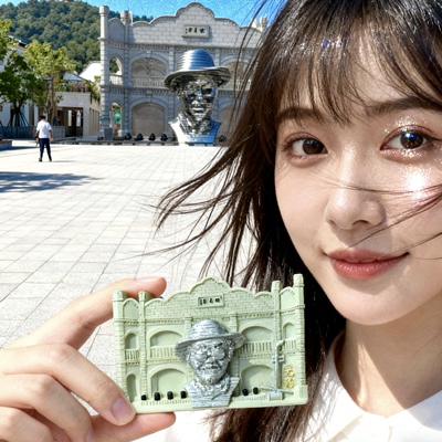 原创版权款无锡惠山古镇映月里阿炳立体雕塑手作树脂文创冰箱贴