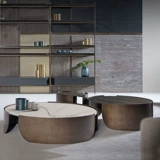 Итальянская легкая роскошная скала каменная доска кофейня из нержавеющей стали круглый размер круглый комбинация инопланетная чайная таблица современная минималистская гостиная домохозяйство