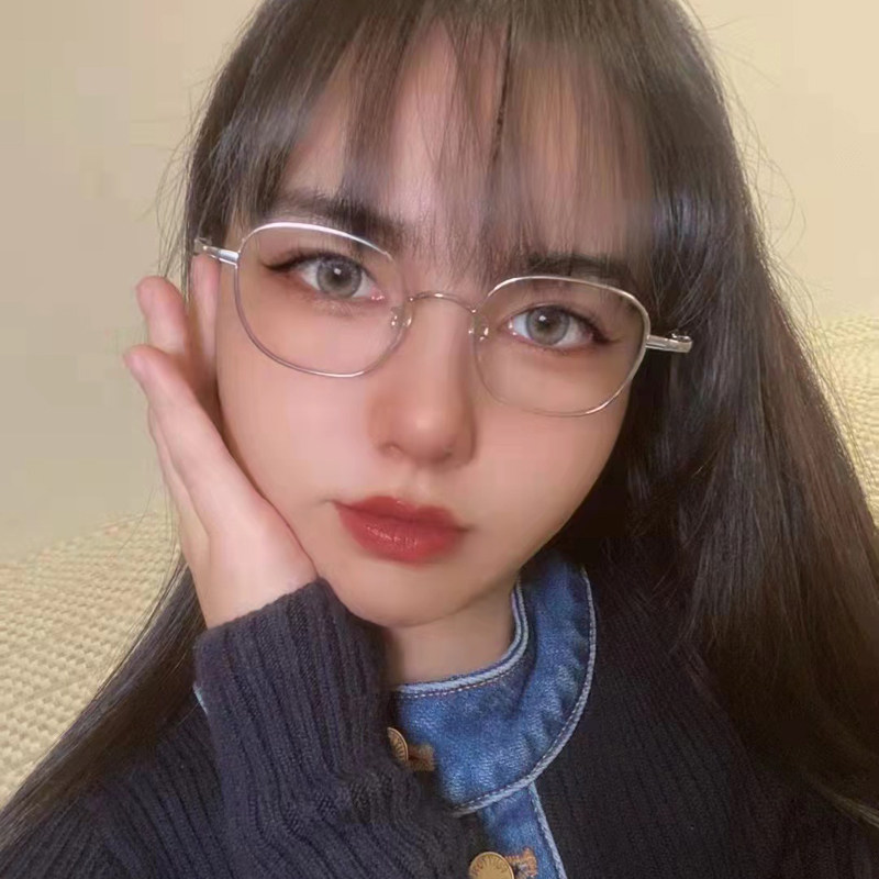 纯钛6722个性超轻近视眼镜女生防过敏可配度数百搭文艺素颜