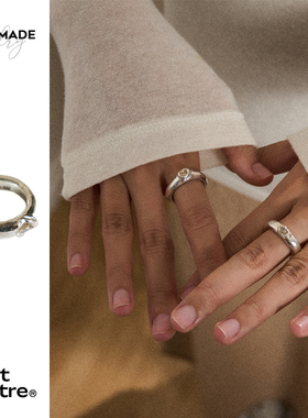 PetitQuatre纯手工制通体纯银990天然水晶原石镶嵌戒指男女同款