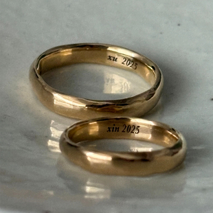 通体18k金情侣对戒婚戒小众轻奢 petitquatre纯手工定制款