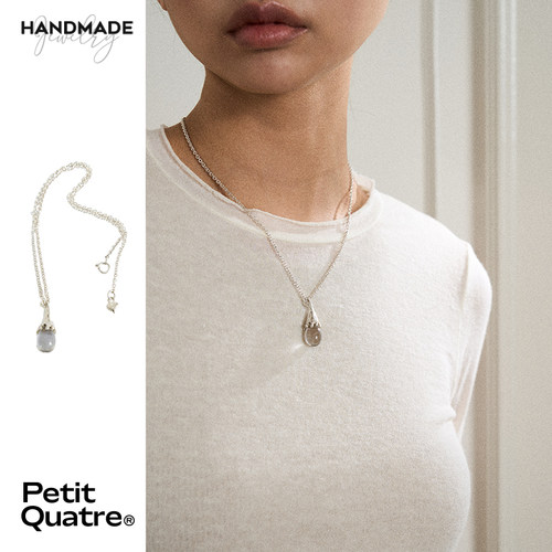 PetitQuatre原创设计简约天然白水晶自然925纯银纯手工小众项链