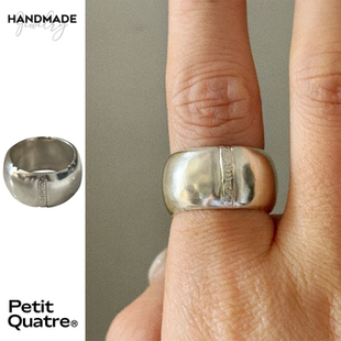 petitquatre纯手工制925银重工奶酪宽戒男女同款厚重感小众轻奢