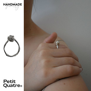 petitquatre纯手工定制现代简约设计结节通体925银戒指轻奢简约风