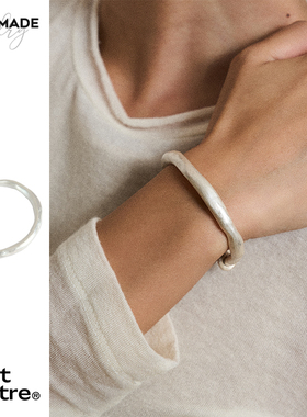 PetitQuatre纯手工制990银烧白银甜甜圈手镯小众设计简约男女同款