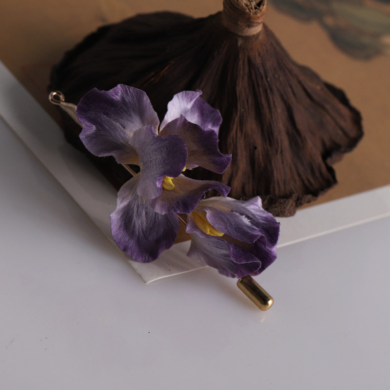 非遗手工制作绒花胸针配饰国风旗袍气质鸢尾花朵胸花佩饰品送礼物