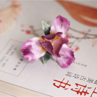 手工制作非遗蚕丝绒花软簪旗袍佩饰国风新中式鸢尾花大衣配饰礼物