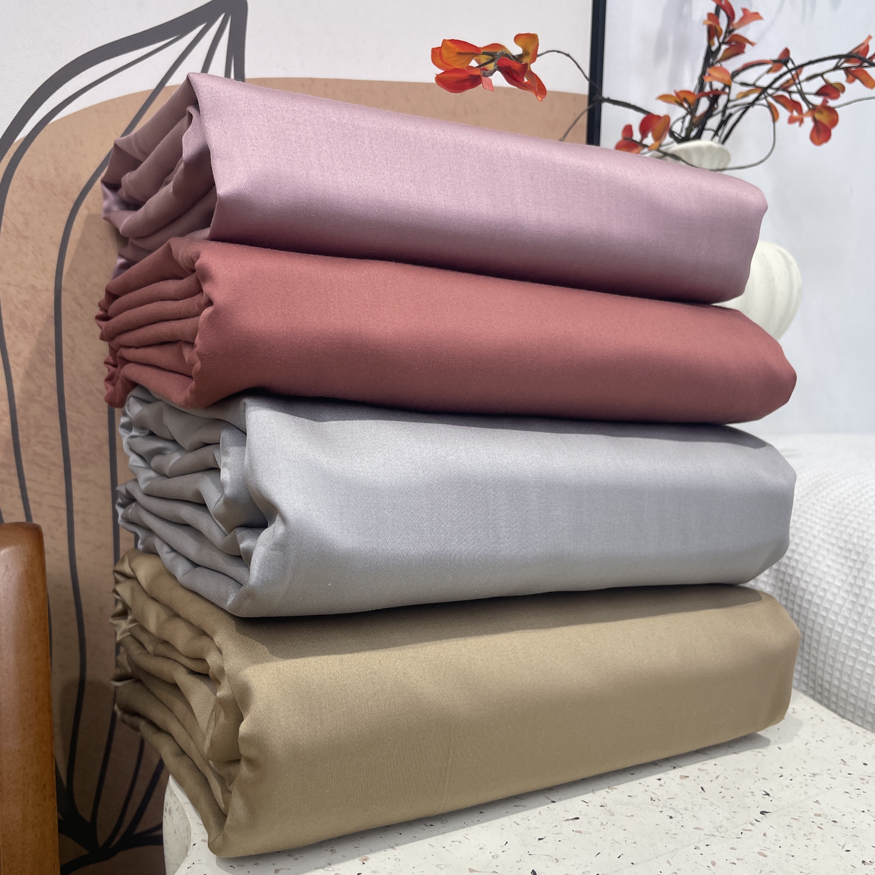 外贸纯棉床单单件1000根高支高密贡缎双人床单高级感素色加厚睡单