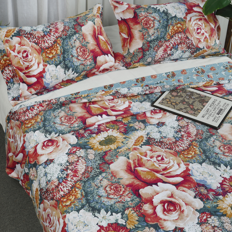 外贸原单高档纯棉加厚磨毛被套富x娜秋冬保暖100全棉印花双人床单