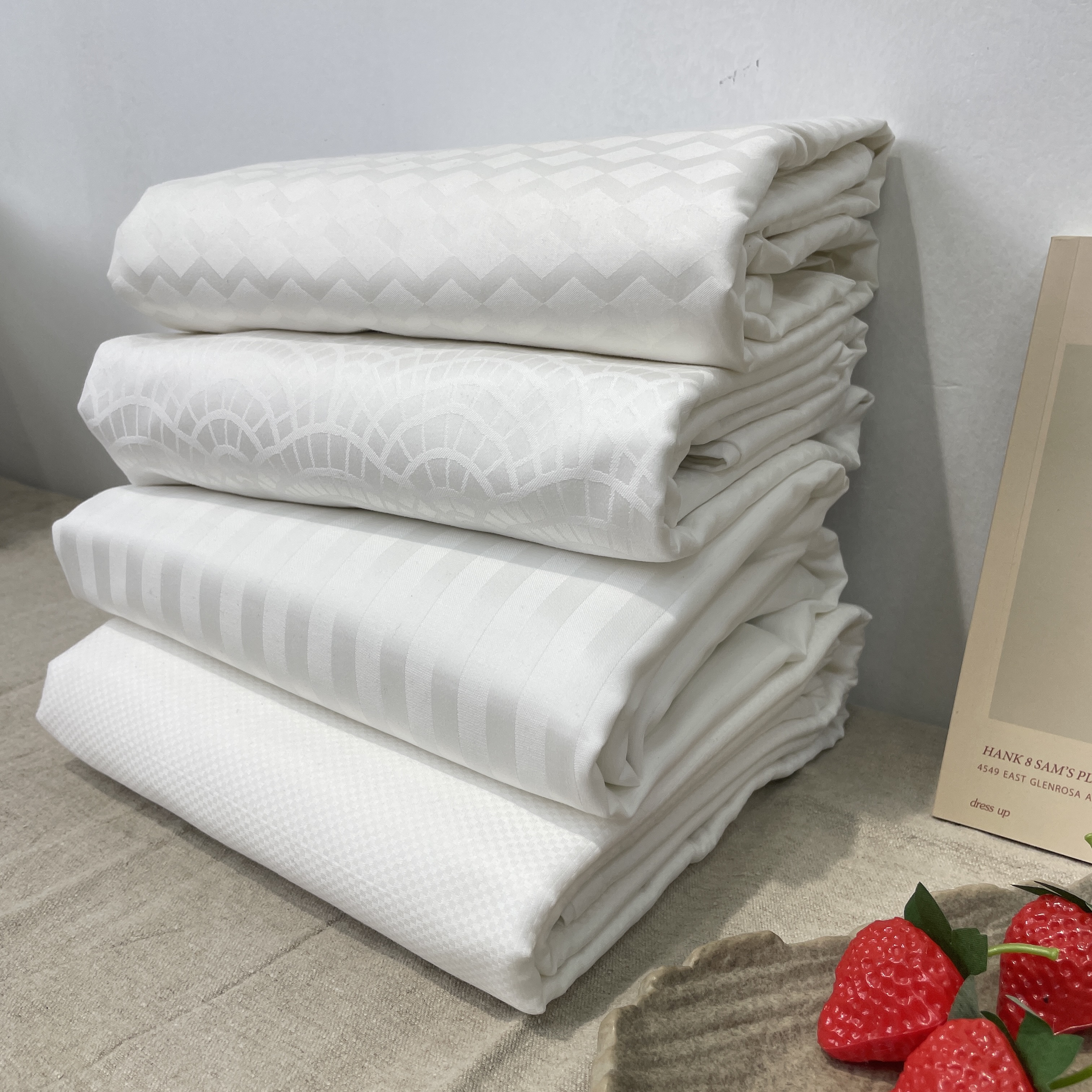 清仓外贸尾单100纯棉高端缎条提花可裸睡床单全棉被套单双人床单