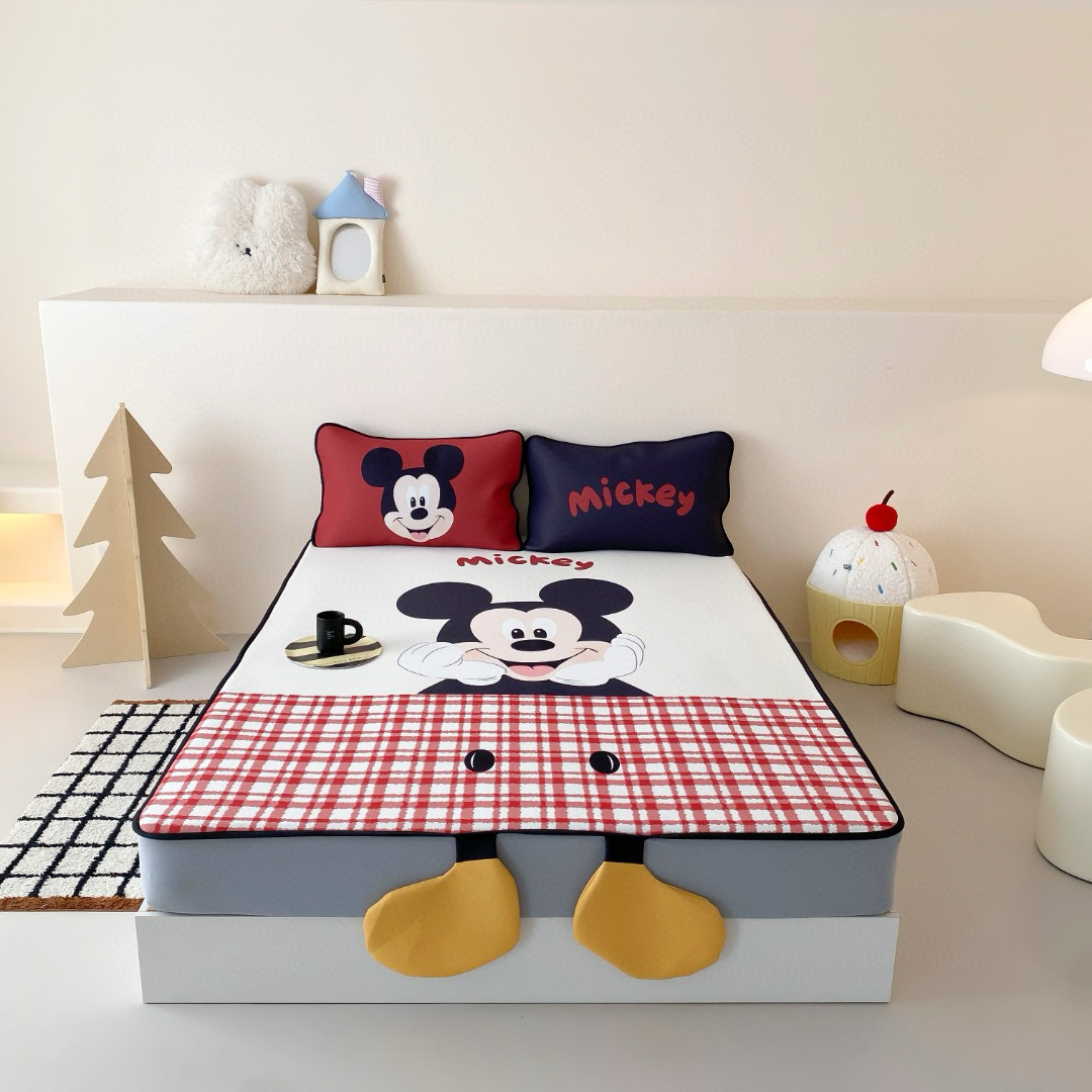 卡通米奇冰丝凉席三件套