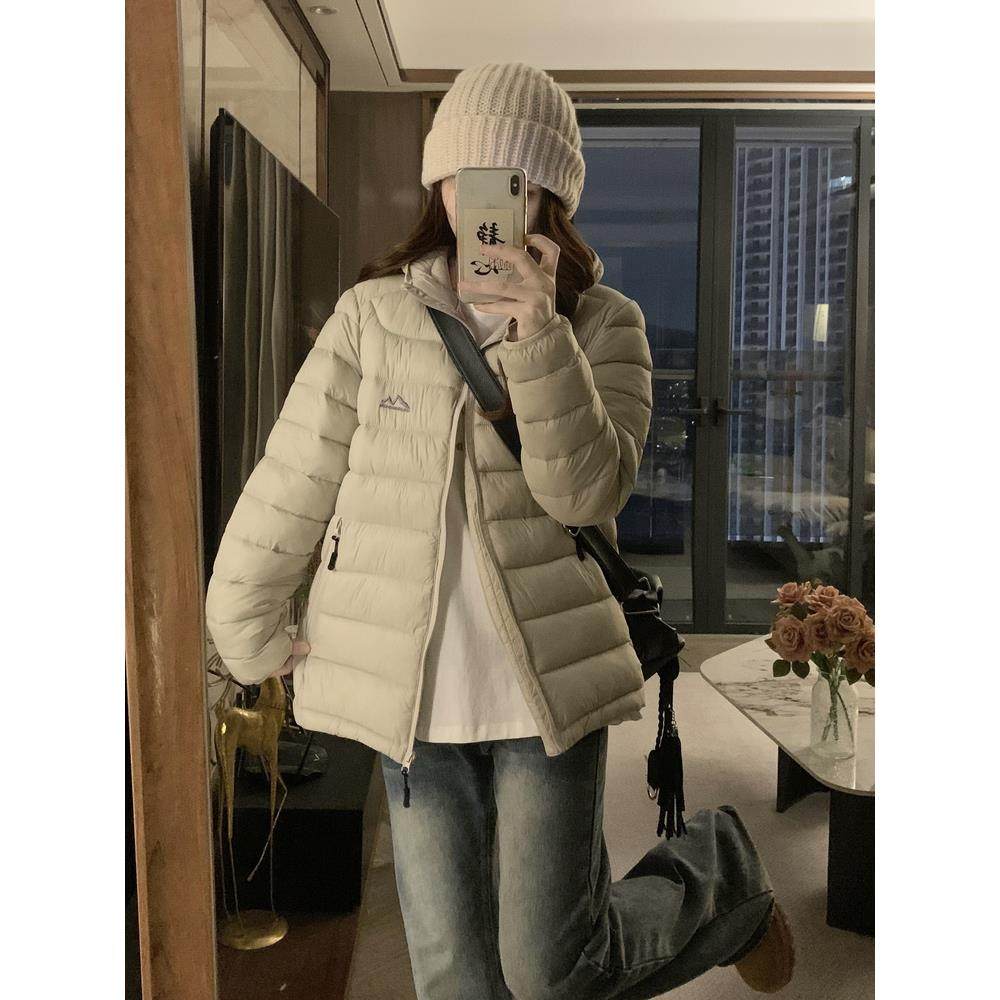 冬季轻薄连帽羽绒棉服女短款2025新款韩系穿搭显瘦保暖加厚棉衣