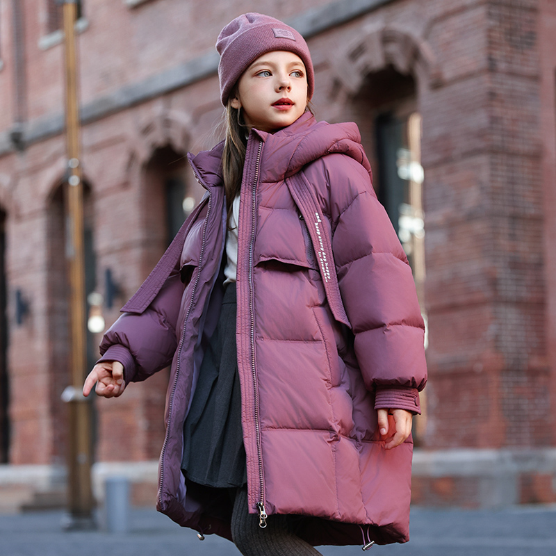 女童羽绒服新款儿童中长款2024洋气女大童冬季中大童外套加厚保暖