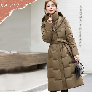2025冬季女士加厚过膝长款羽绒棉服女收腰修身显瘦高级感棉服外套