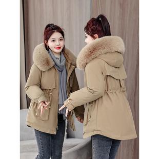 短款 冬季 棉衣大毛领外套 气质派克服女加绒加厚小个子宽松时尚 新款