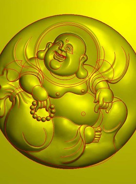 弥勒佛精雕图JDP带线图玉雕图模型图电脑雕刻图浮雕图BMP灰度图