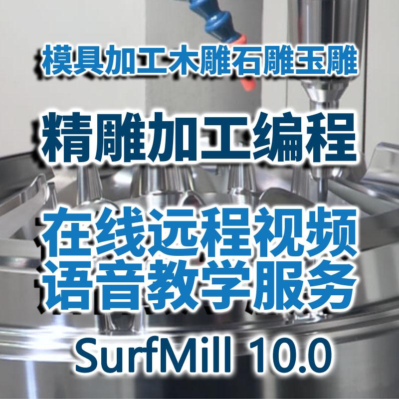 在线远程教学北京精雕SurfMill10.0五轴加工编程木雕石雕玉雕路径
