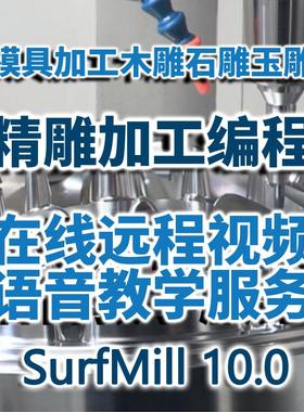 在线远程教学北京精雕SurfMill10.0五轴加工编程木雕石雕玉雕路径
