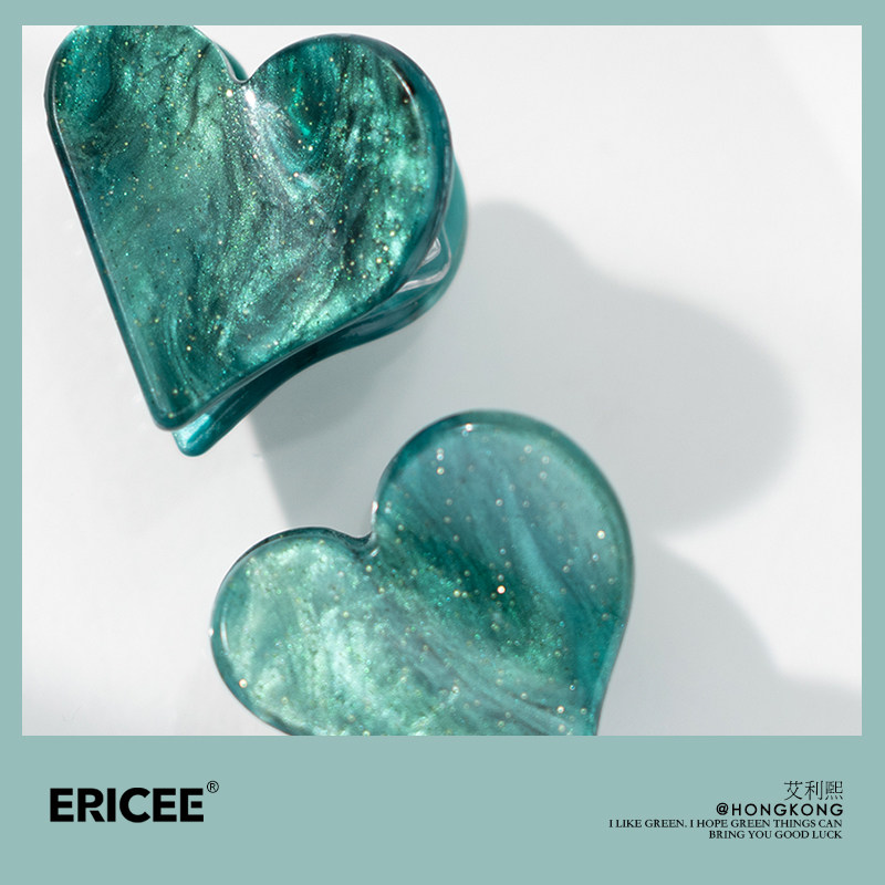 我是岁月你是星辰.薄荷绿色的银河系超美爱心小发夹