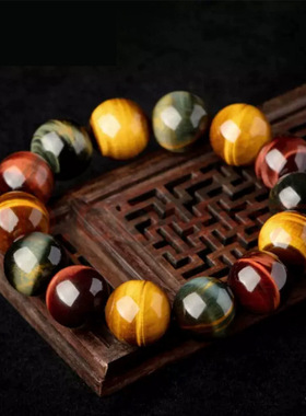 眷钰 天然彩虎眼石手串虎晴石水晶手链珠宝工厂批发代发