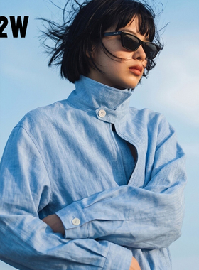 R2W老钱风春夏轻薄棉麻宽松短款夹克女慵懒空调防晒工装拉链外套