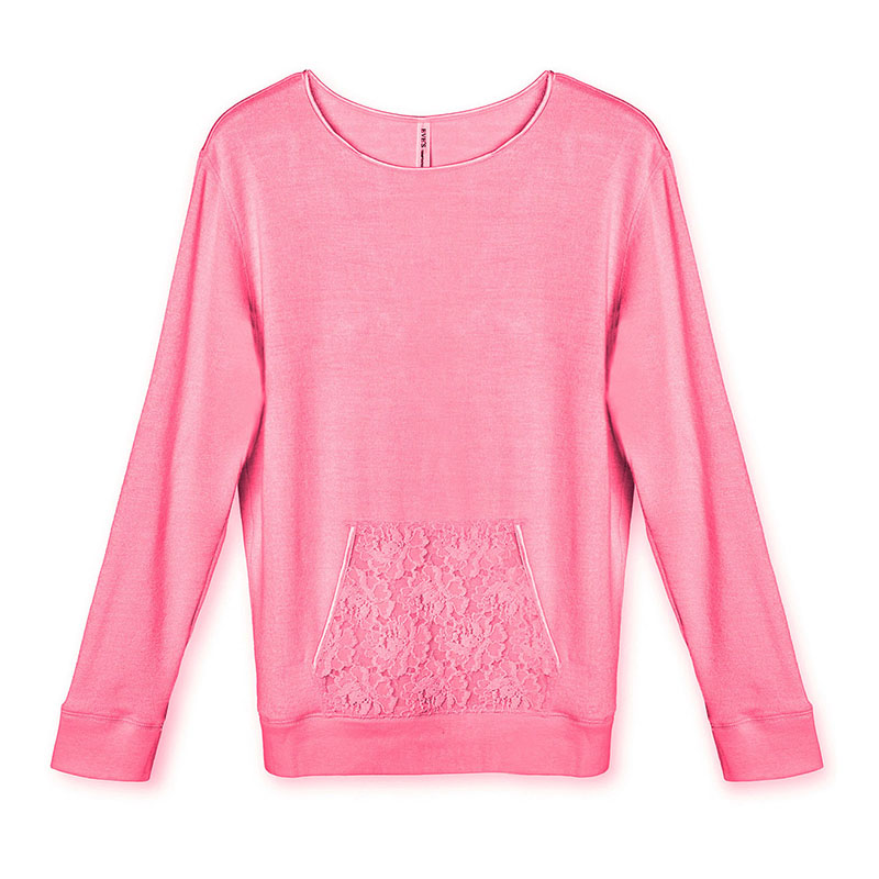 夏娃的诱惑针织面料圆领套头薄款外搭家居长袖衫上衣女1292810