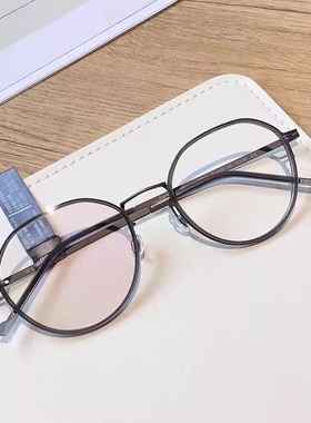 超轻仅9克韩国眼镜50码近视复古圆框百搭舒适钛架可配高度数8341