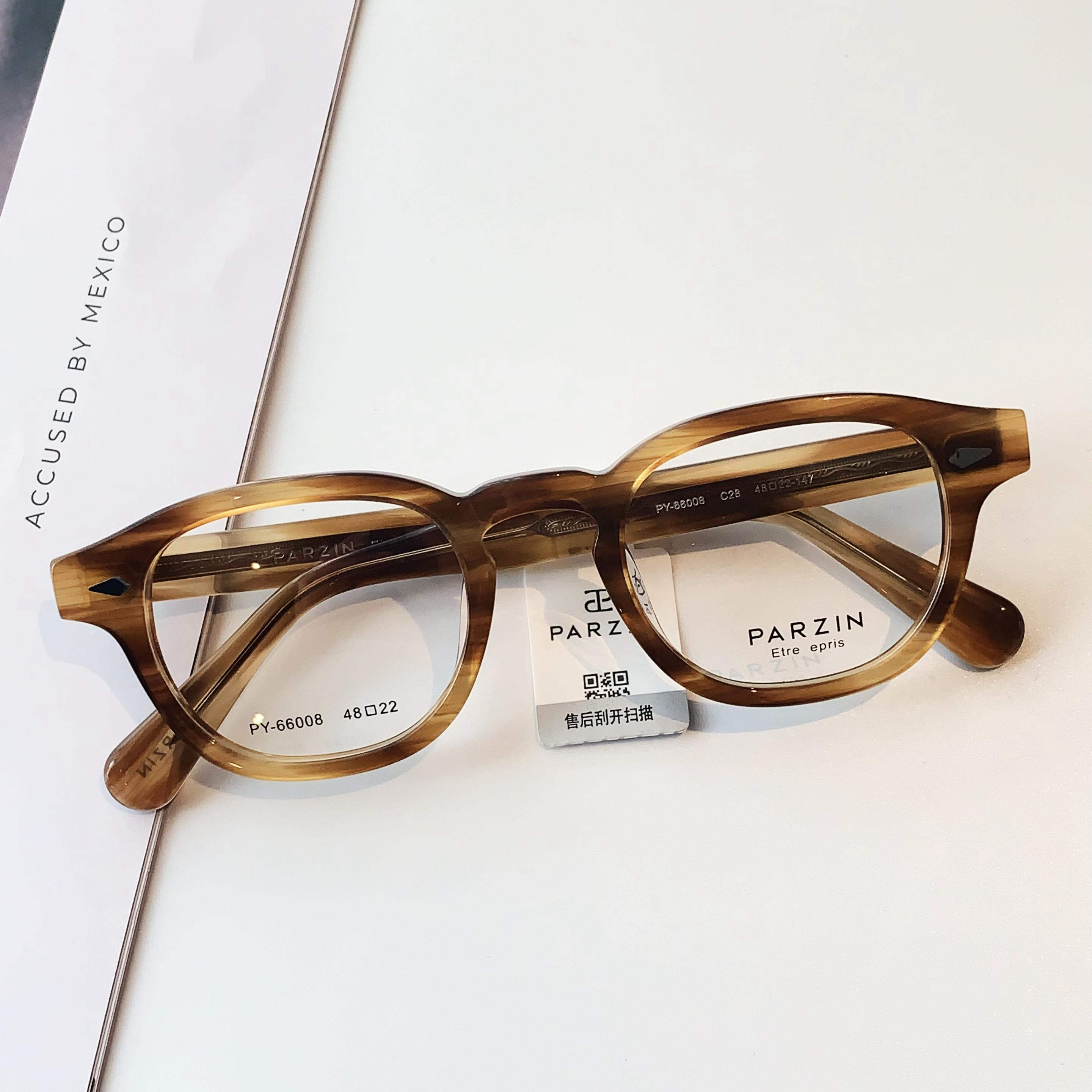 帕森近视眼镜黑框素颜时尚方圆框光学镜架可配度数眼镜钛架66008