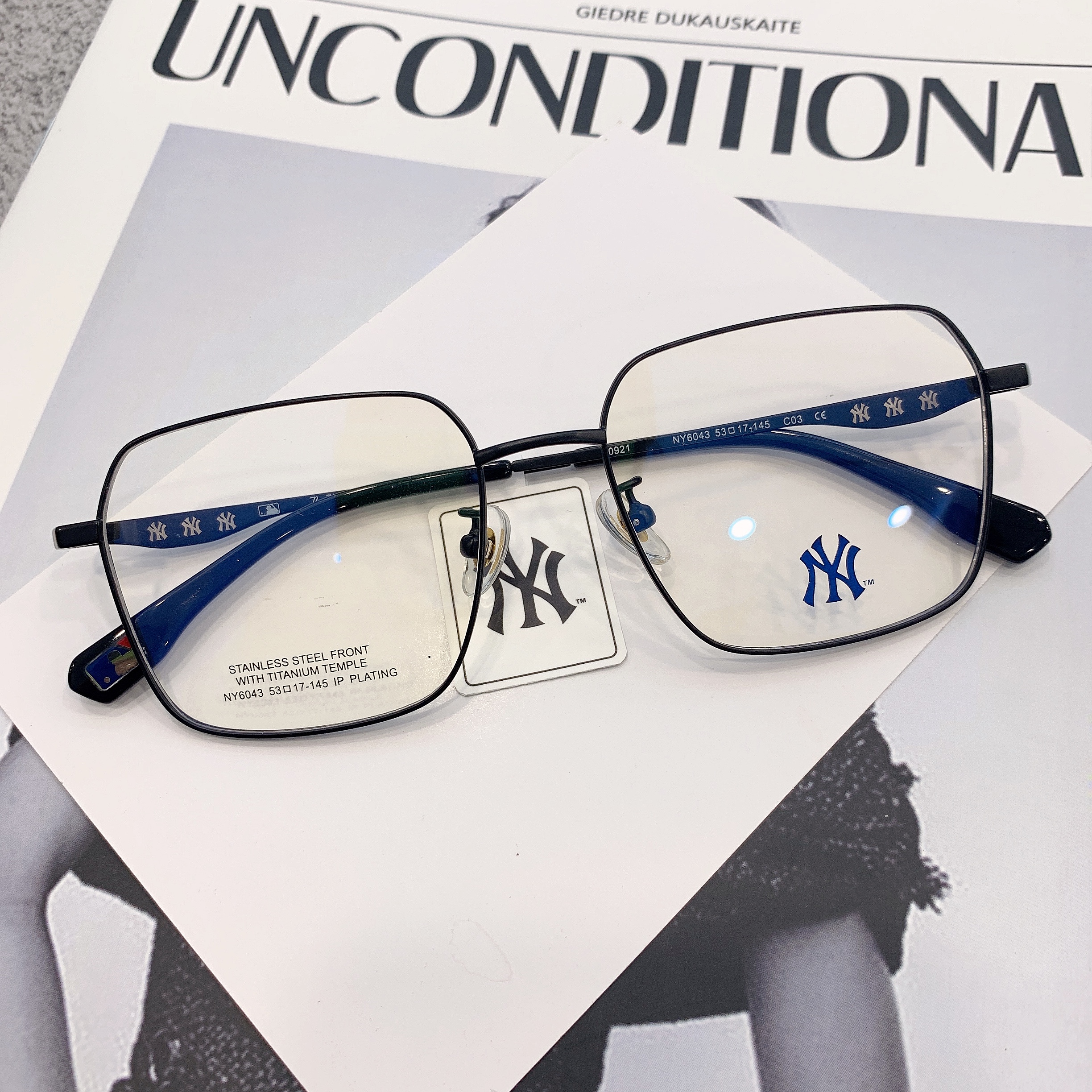 纽约洋基NY6043商务休闲眉线框超轻近视眼镜架 MLB眼镜框配防蓝光
