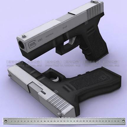 需自制 奥地利格洛克Glock 18c手枪3d纸模型益智手工diy二战70325