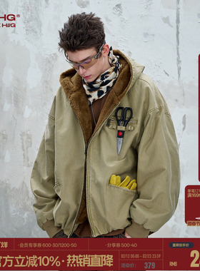 BJHG不计后果巴恩风工装棉服外套男款冬美式复古做旧仿貂毛棉衣女