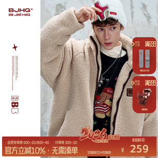潮牌情侣棉衣上衣女 男款 BJHG不计后果新款 贴贴羊羔绒棉服外套冬装