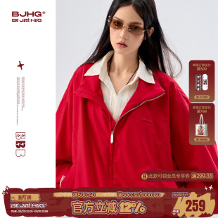 美式 BJHG不计后果哈灵顿夹克红色外套男女款 男装 新款 复古外套 春季