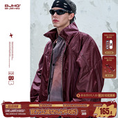 BJHG不计后果酒红色复古夹克外套男款 外套女 春秋潮牌高级感情侣装