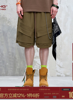 BJHG不计后果大口袋工装短裤男款夏季新款潮牌假两件休闲五分裤子