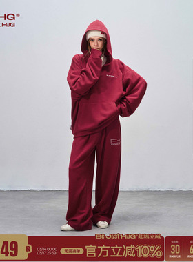 BJHG不计后果灯芯绒连帽卫衣男女款春季休闲裤子美式复古运动套装