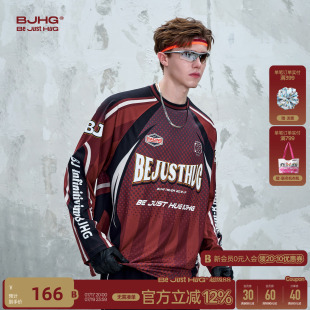 朱志鑫同款 BJHG不计后果男士赛车长袖t恤春夏骑行运动卫衣女上衣