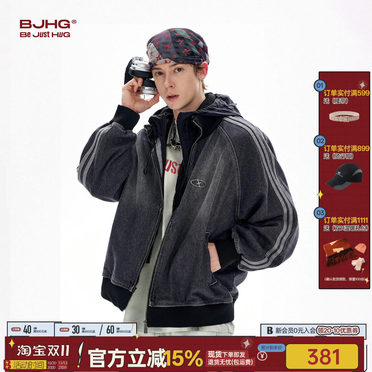 复古系列BJHG不计后果牛仔夹克外套男款秋季新款潮水洗做旧上衣女